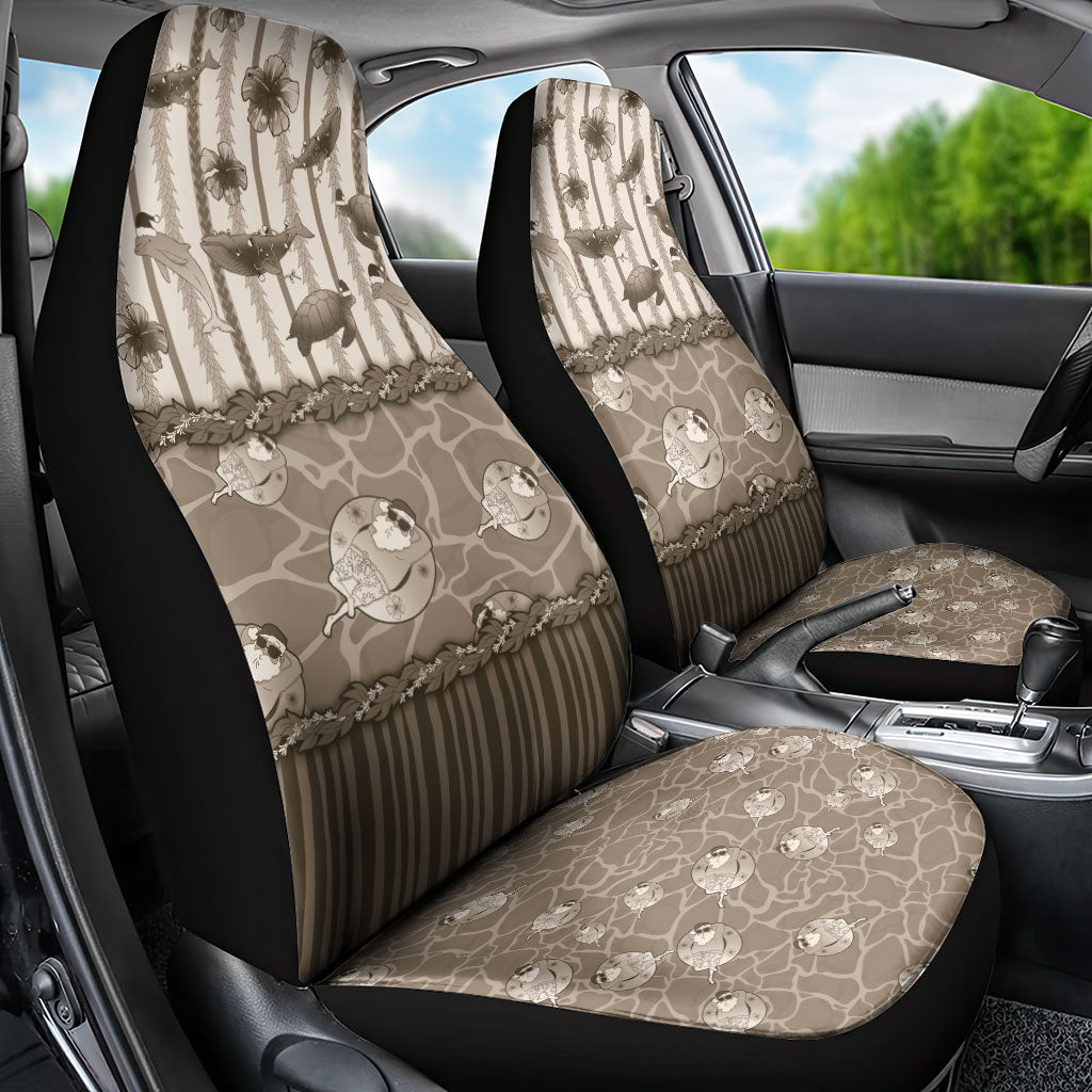 Hawaii Christmas In July Car Seat Cover Beige Mele Kalikimaka Sea Animals