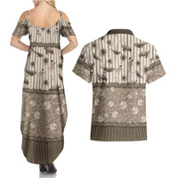 Hawaii Christmas In July Couples Matching Summer Maxi Dress and Hawaiian Shirt Beige Mele Kalikimaka Sea Animals