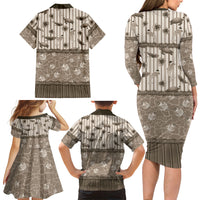Hawaii Christmas In July Family Matching Long Sleeve Bodycon Dress and Hawaiian Shirt Beige Mele Kalikimaka Sea Animals