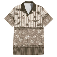 Hawaii Christmas In July Family Matching Off The Shoulder Long Sleeve Dress and Hawaiian Shirt Beige Mele Kalikimaka Sea Animals