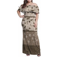 Hawaii Christmas In July Family Matching Off Shoulder Maxi Dress and Hawaiian Shirt Beige Mele Kalikimaka Sea Animals
