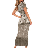 Hawaii Christmas In July Family Matching Short Sleeve Bodycon Dress and Hawaiian Shirt Beige Mele Kalikimaka Sea Animals