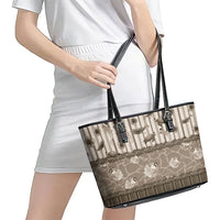 Hawaii Christmas In July Leather Tote Bag Beige Mele Kalikimaka Sea Animals