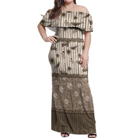 Hawaii Christmas In July Off Shoulder Maxi Dress Beige Mele Kalikimaka Sea Animals