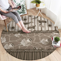 Hawaii Christmas In July Round Carpet Beige Mele Kalikimaka Sea Animals