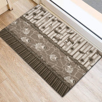 Hawaii Christmas In July Rubber Doormat Beige Mele Kalikimaka Sea Animals