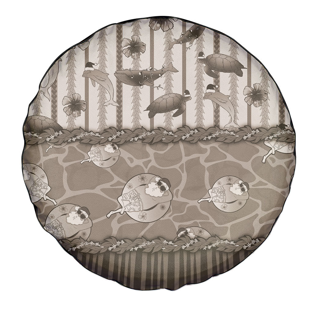 Hawaii Christmas In July Spare Tire Cover Beige Mele Kalikimaka Sea Animals