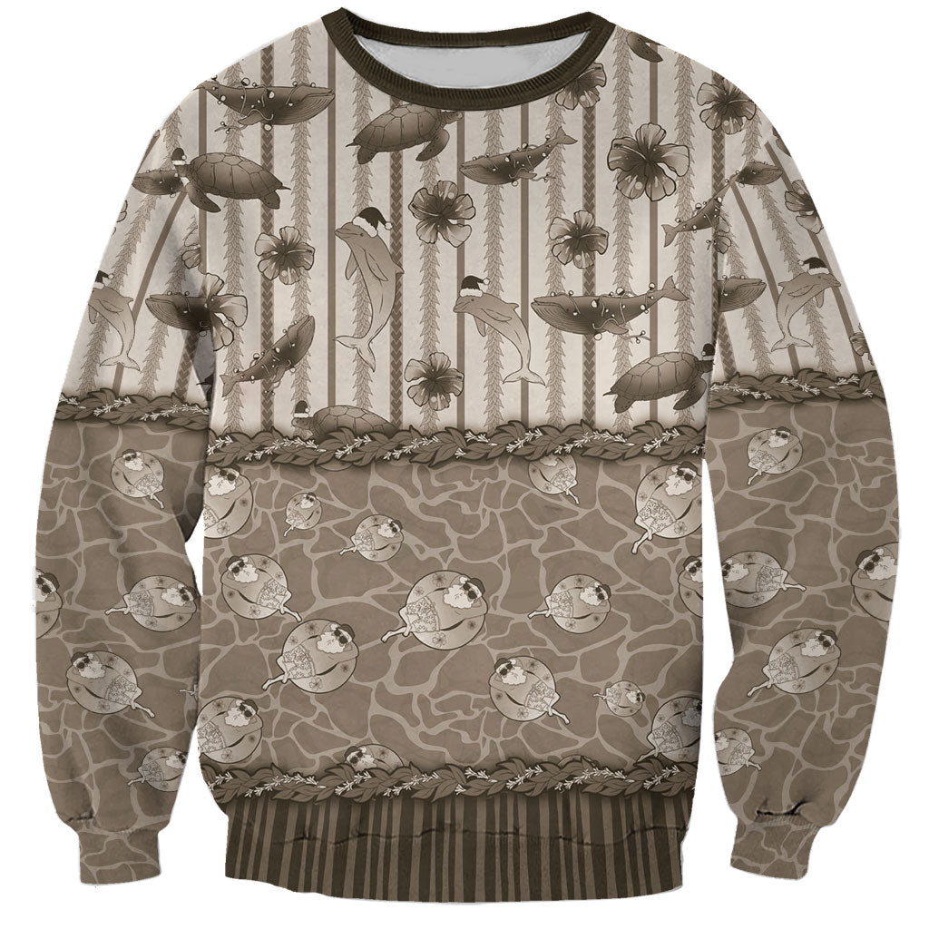 Hawaii Christmas In July Sweatshirt Beige Mele Kalikimaka Sea Animals