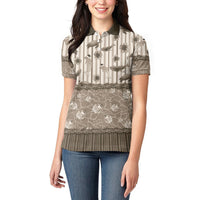 Hawaii Christmas In July Women Polo Shirt Beige Mele Kalikimaka Sea Animals