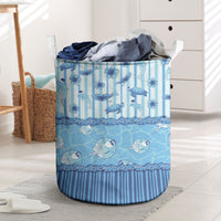 Hawaii Christmas In July Laundry Basket Sky Blue Mele Kalikimaka Sea Animals
