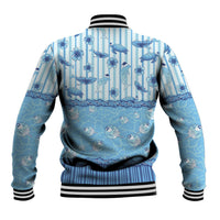 Hawaii Christmas In July Baseball Jacket Sky Blue Mele Kalikimaka Sea Animals