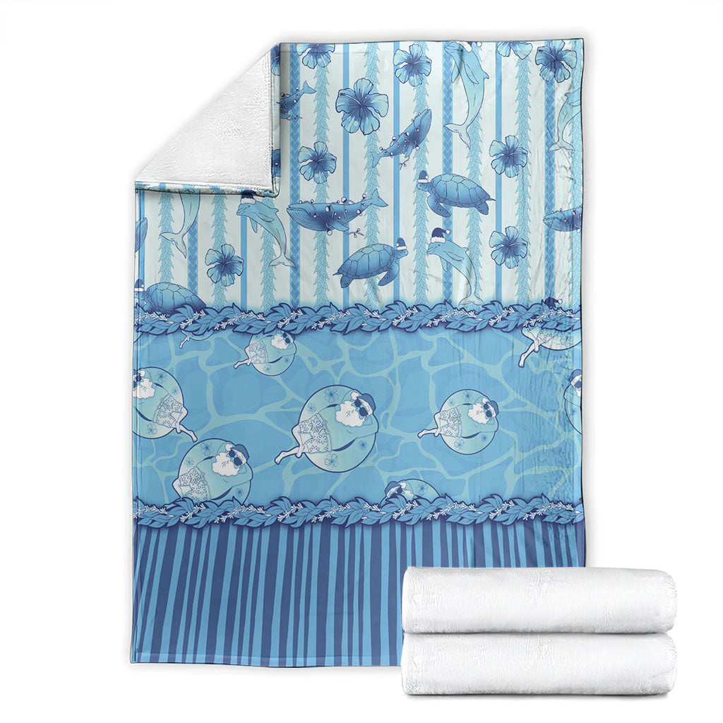 Hawaii Christmas In July Blanket Sky Blue Mele Kalikimaka Sea Animals