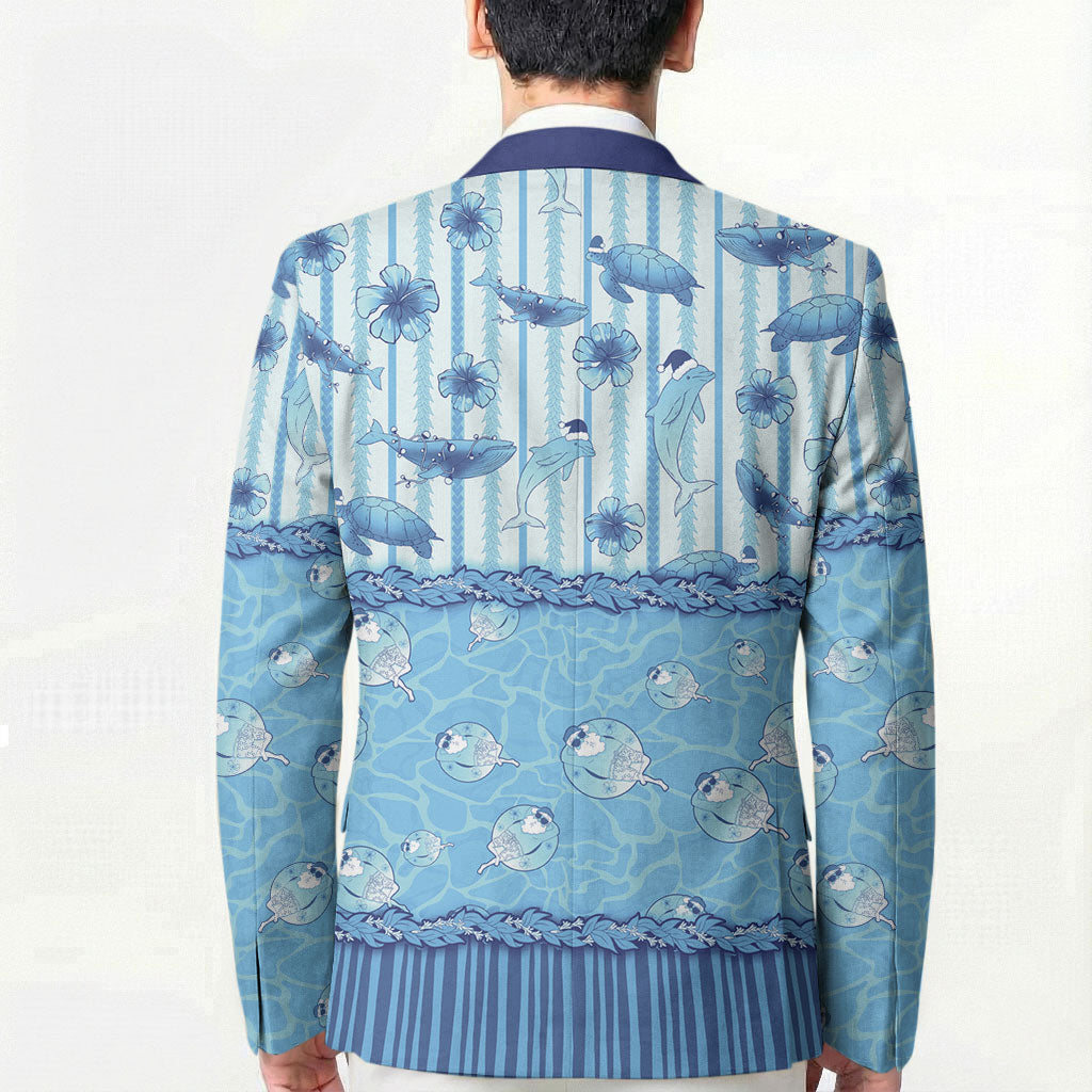 Hawaii Christmas In July Blazer Sky Blue Mele Kalikimaka Sea Animals