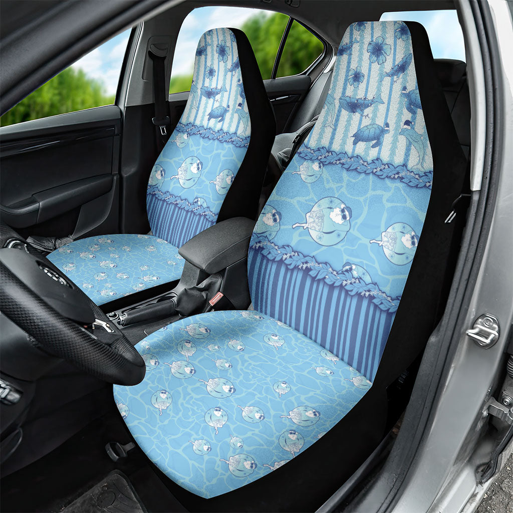 Hawaii Christmas In July Car Seat Cover Sky Blue Mele Kalikimaka Sea Animals