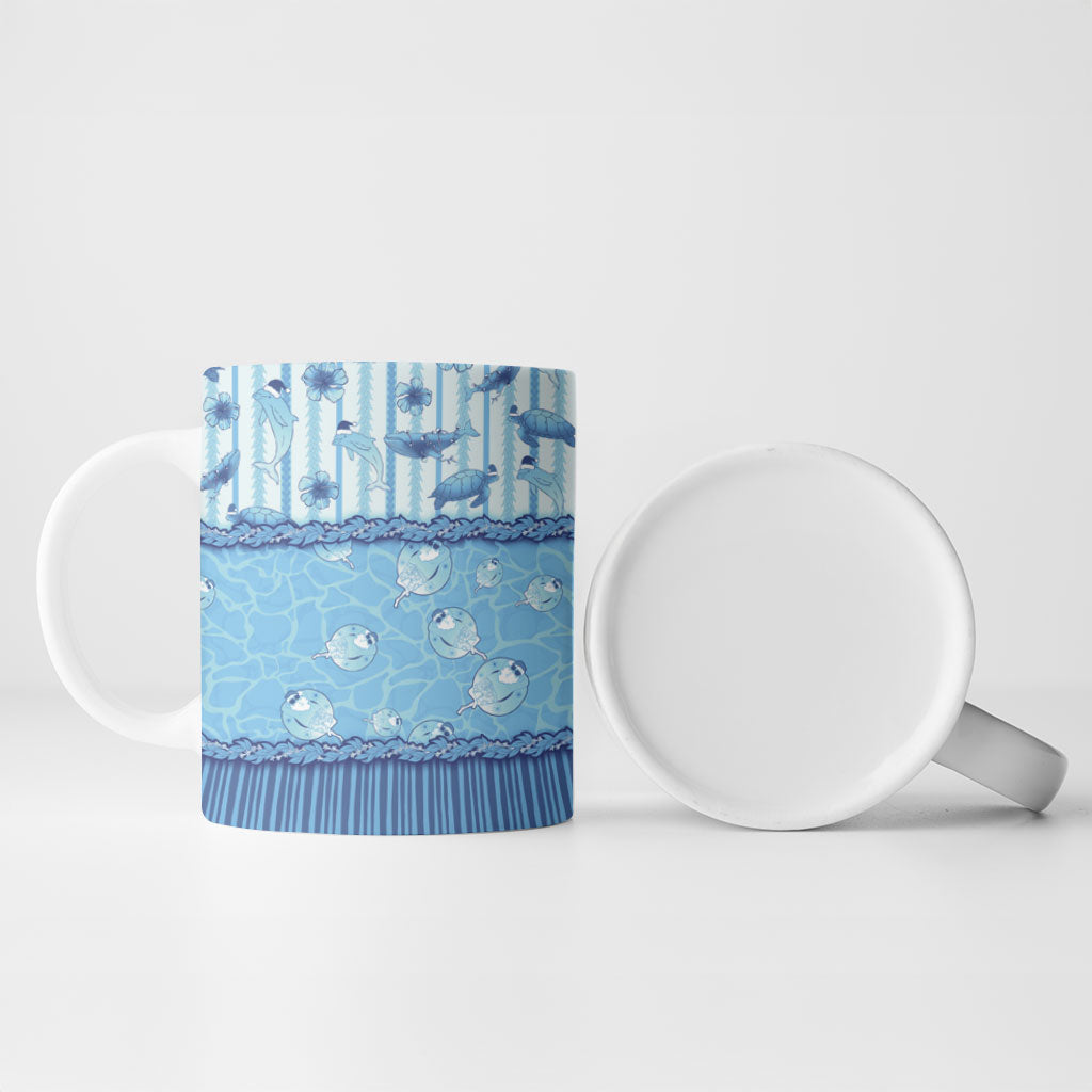 Hawaii Christmas In July Ceramic Mug Sky Blue Mele Kalikimaka Sea Animals
