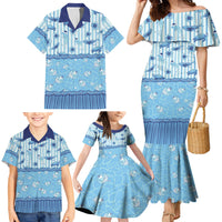Hawaii Christmas In July Family Matching Mermaid Dress and Hawaiian Shirt Sky Blue Mele Kalikimaka Sea Animals