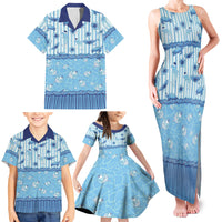 Hawaii Christmas In July Family Matching Tank Maxi Dress and Hawaiian Shirt Sky Blue Mele Kalikimaka Sea Animals