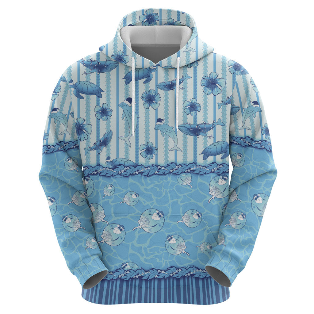 Hawaii Christmas In July Hoodie Sky Blue Mele Kalikimaka Sea Animals
