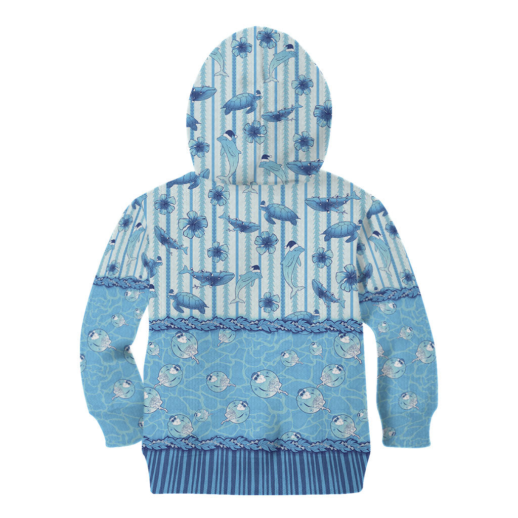 Hawaii Christmas In July Kid Hoodie Sky Blue Mele Kalikimaka Sea Animals