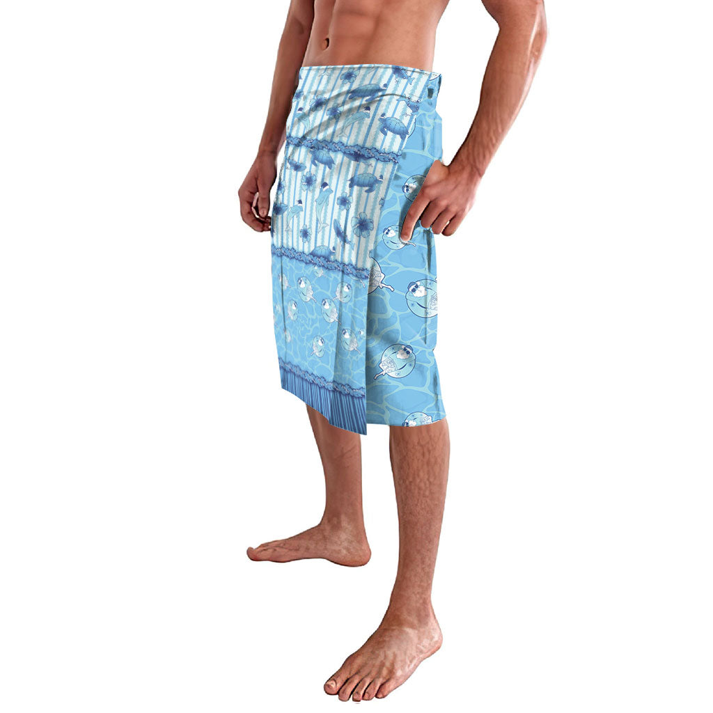 Hawaii Christmas In July Lavalava Sky Blue Mele Kalikimaka Sea Animals