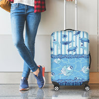 Hawaii Christmas In July Luggage Cover Sky Blue Mele Kalikimaka Sea Animals