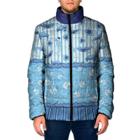 Hawaii Christmas In July Padded Jacket Sky Blue Mele Kalikimaka Sea Animals