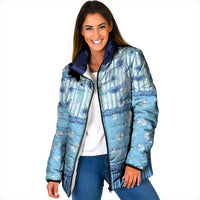 Hawaii Christmas In July Padded Jacket Sky Blue Mele Kalikimaka Sea Animals