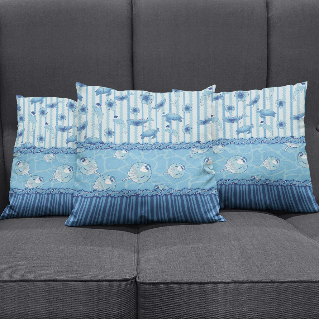 Hawaii Christmas In July Pillow Cover Sky Blue Mele Kalikimaka Sea Animals