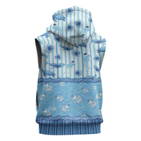 Hawaii Christmas In July Sleeveless Zip Hoodie Sky Blue Mele Kalikimaka Sea Animals