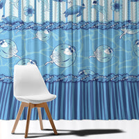 Hawaii Christmas In July Window Curtain Sky Blue Mele Kalikimaka Sea Animals