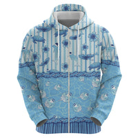 Hawaii Christmas In July Zip Hoodie Sky Blue Mele Kalikimaka Sea Animals