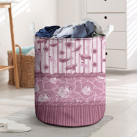 Hawaii Christmas In July Laundry Basket Dusty Pink Mele Kalikimaka Sea Animals