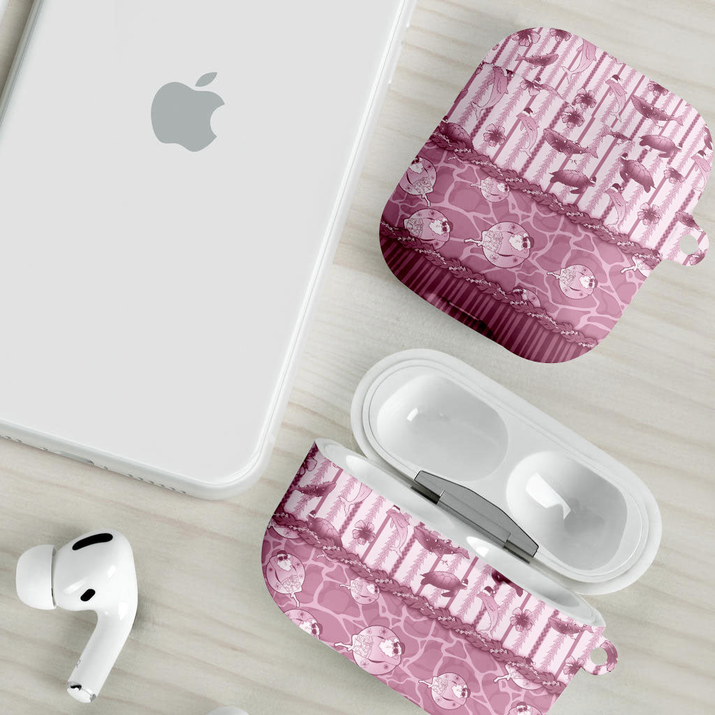 Hawaii Christmas In July AirPods Case Dusty Pink Mele Kalikimaka Sea Animals