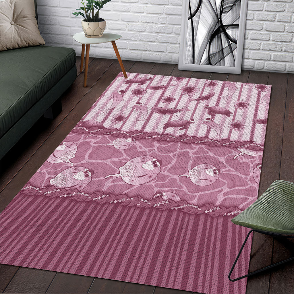 Hawaii Christmas In July Area Rug Dusty Pink Mele Kalikimaka Sea Animals