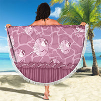 Hawaii Christmas In July Beach Blanket Dusty Pink Mele Kalikimaka Sea Animals