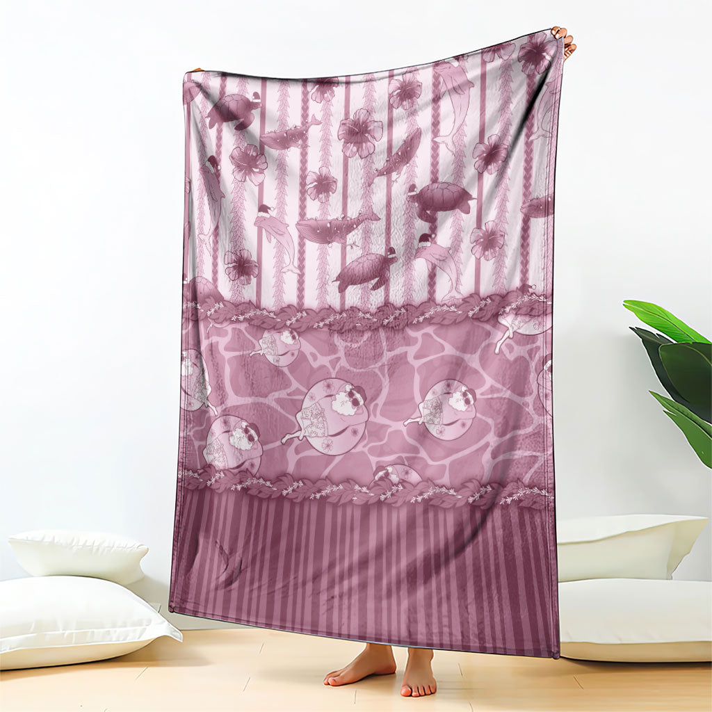 Hawaii Christmas In July Blanket Dusty Pink Mele Kalikimaka Sea Animals