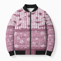 Hawaii Christmas In July Bomber Puffer Jacket Dusty Pink Mele Kalikimaka Sea Animals
