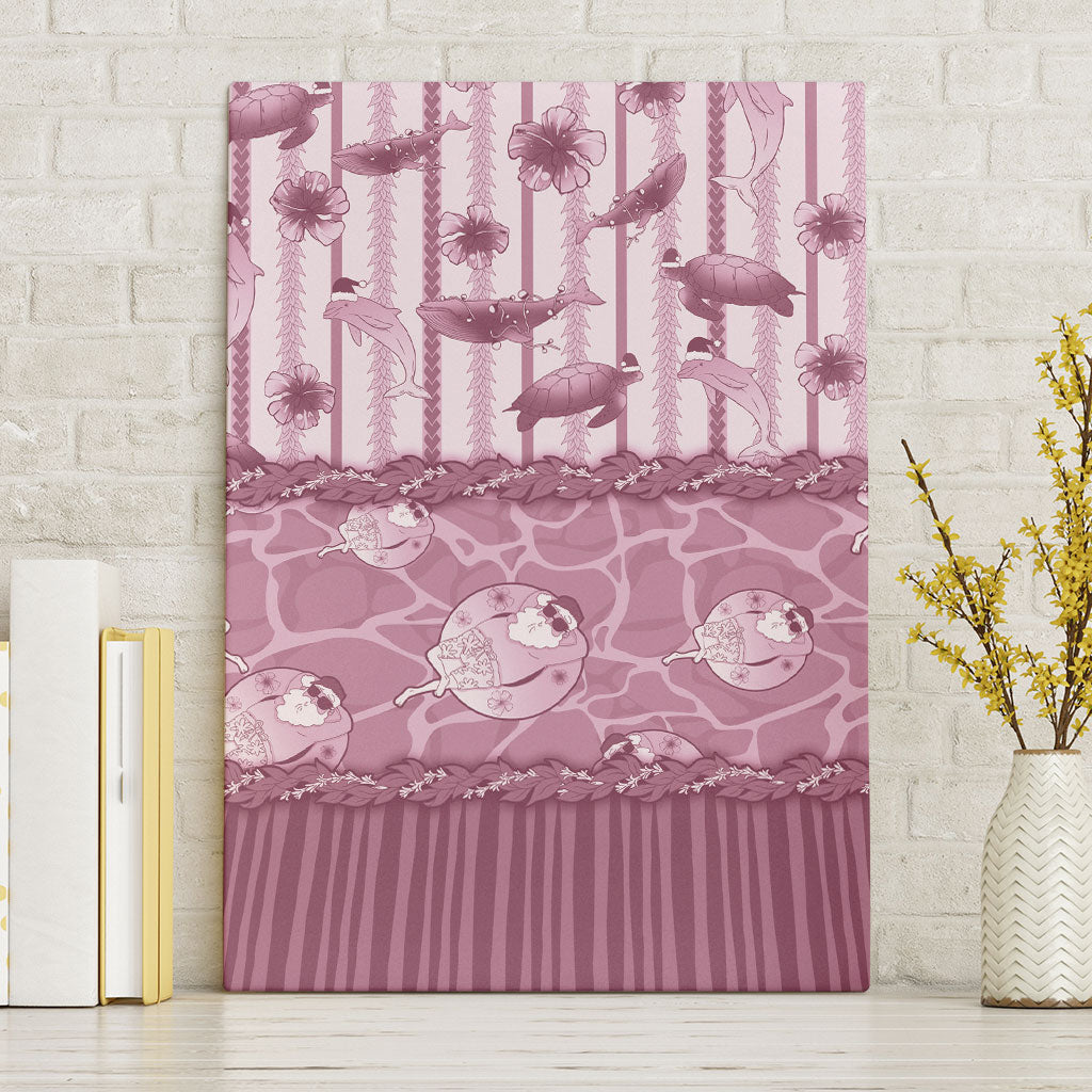 Hawaii Christmas In July Canvas Wall Art Dusty Pink Mele Kalikimaka Sea Animals