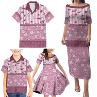 Hawaii Christmas In July Family Matching Puletasi and Hawaiian Shirt Dusty Pink Mele Kalikimaka Sea Animals