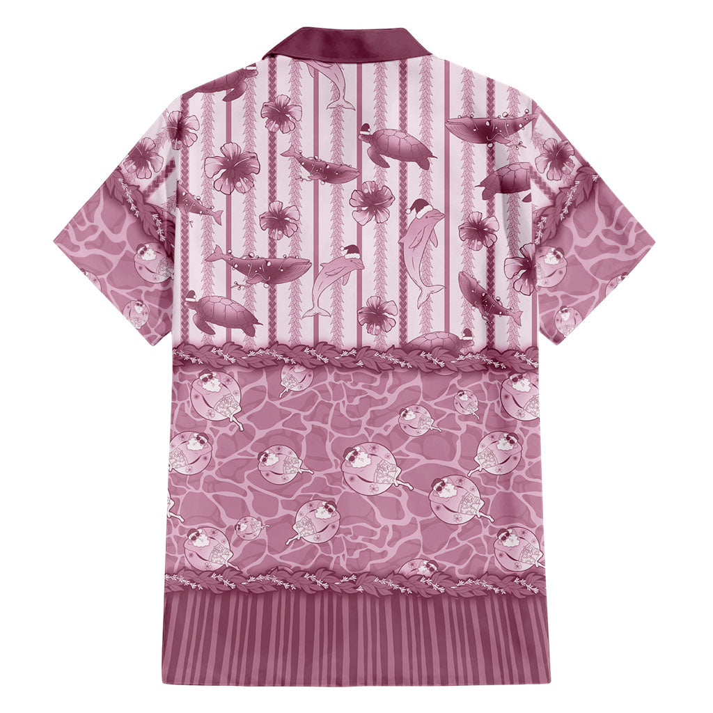 Hawaii Christmas In July Family Matching Summer Maxi Dress and Hawaiian Shirt Dusty Pink Mele Kalikimaka Sea Animals