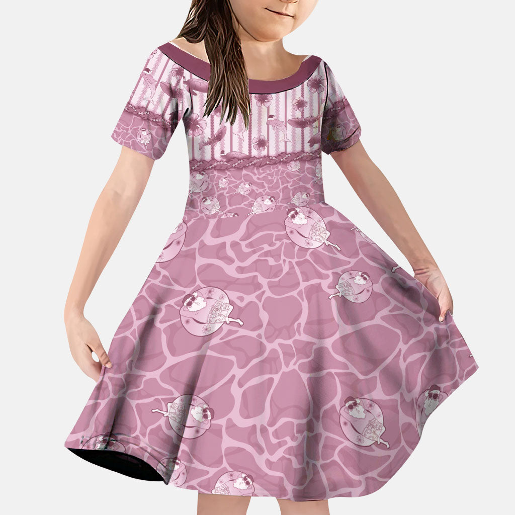 Hawaii Christmas In July Family Matching Tank Maxi Dress and Hawaiian Shirt Dusty Pink Mele Kalikimaka Sea Animals