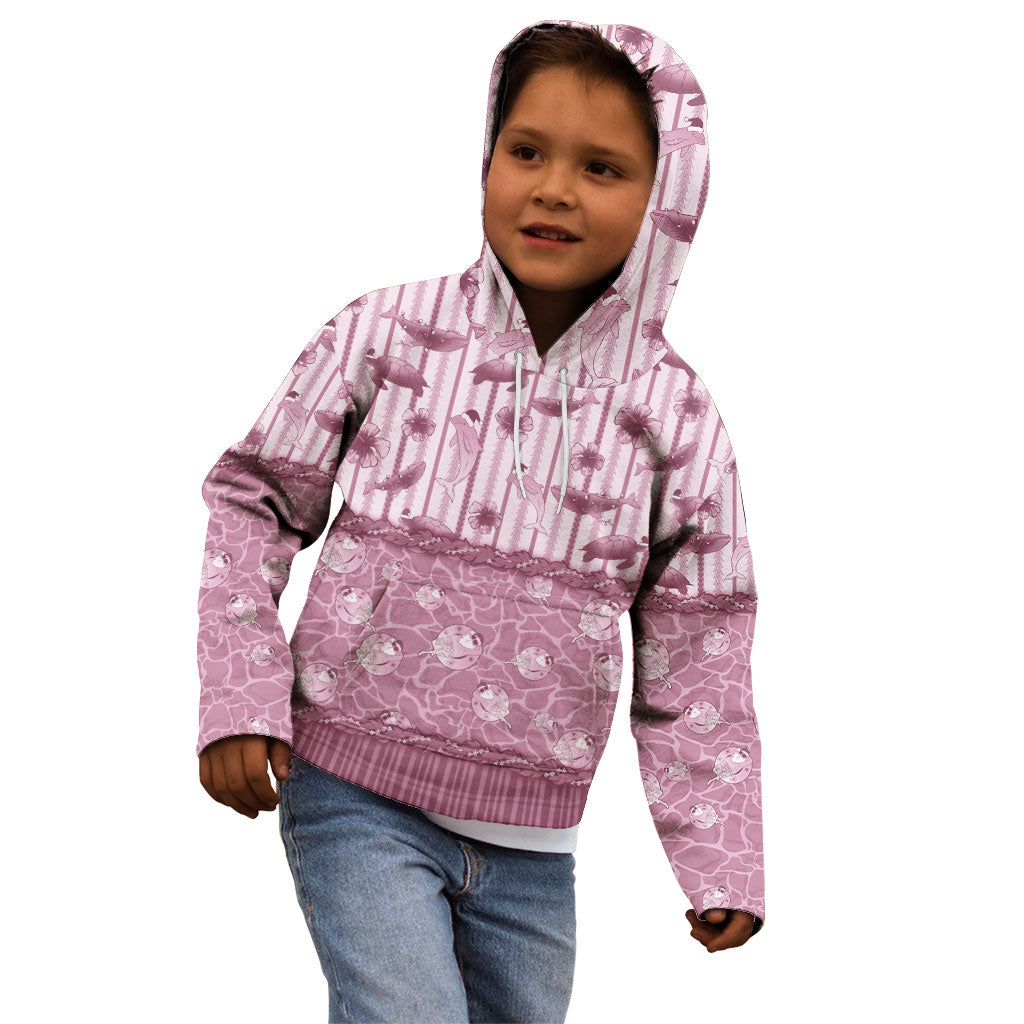 Hawaii Christmas In July Kid Hoodie Dusty Pink Mele Kalikimaka Sea Animals