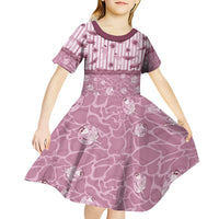 Hawaii Christmas In July Kid Short Sleeve Dress Dusty Pink Mele Kalikimaka Sea Animals