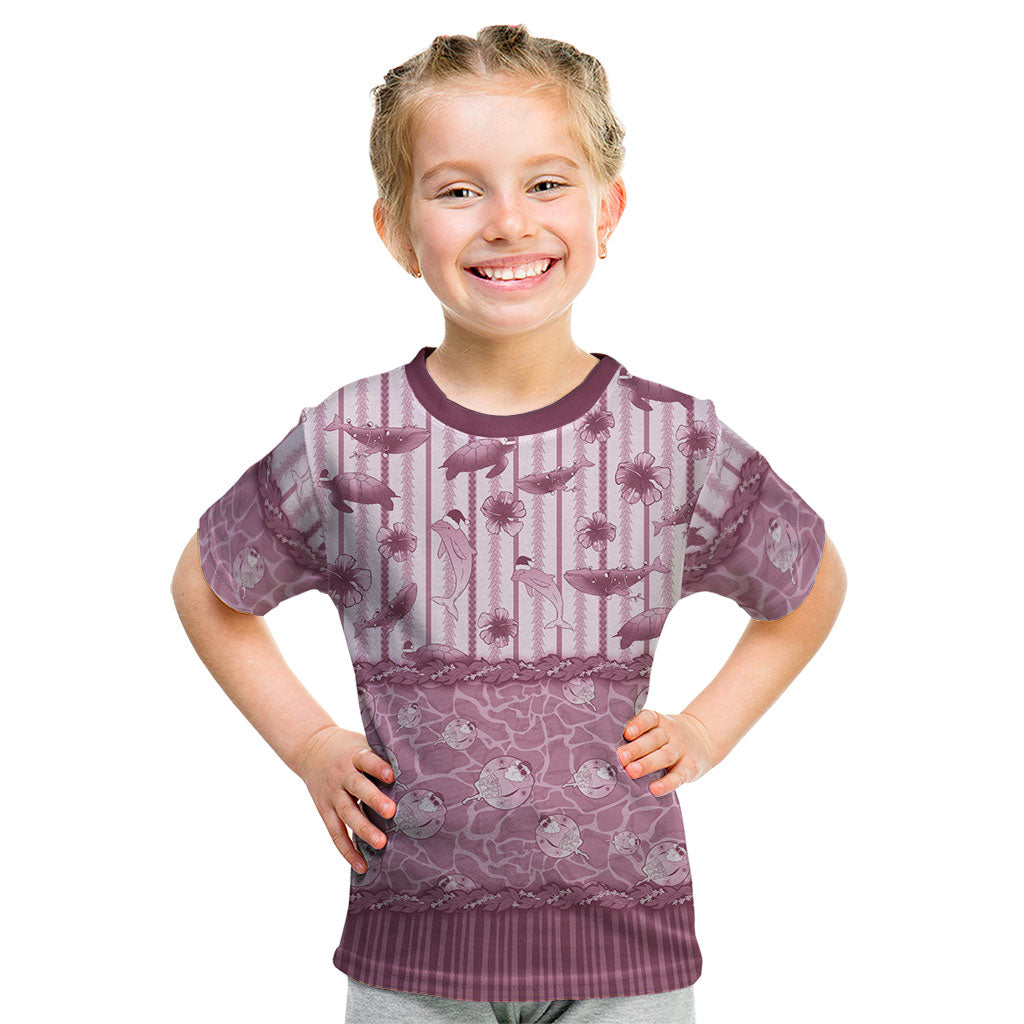 Hawaii Christmas In July Kid T Shirt Dusty Pink Mele Kalikimaka Sea Animals