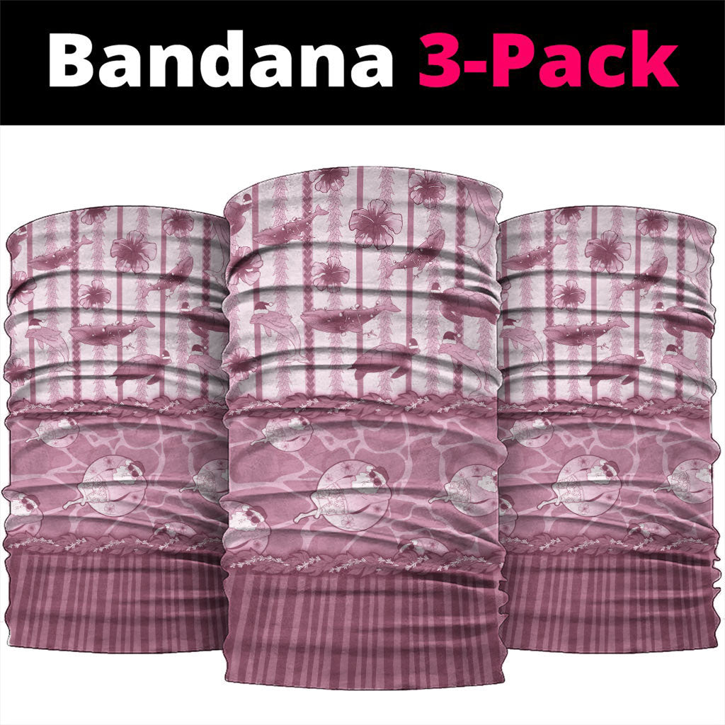 Hawaii Christmas In July Neck Gaiter Dusty Pink Mele Kalikimaka Sea Animals