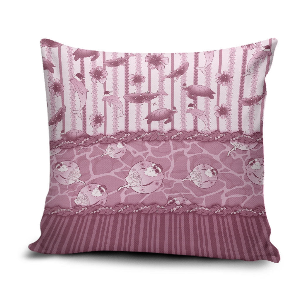 Hawaii Christmas In July Pillow Cover Dusty Pink Mele Kalikimaka Sea Animals