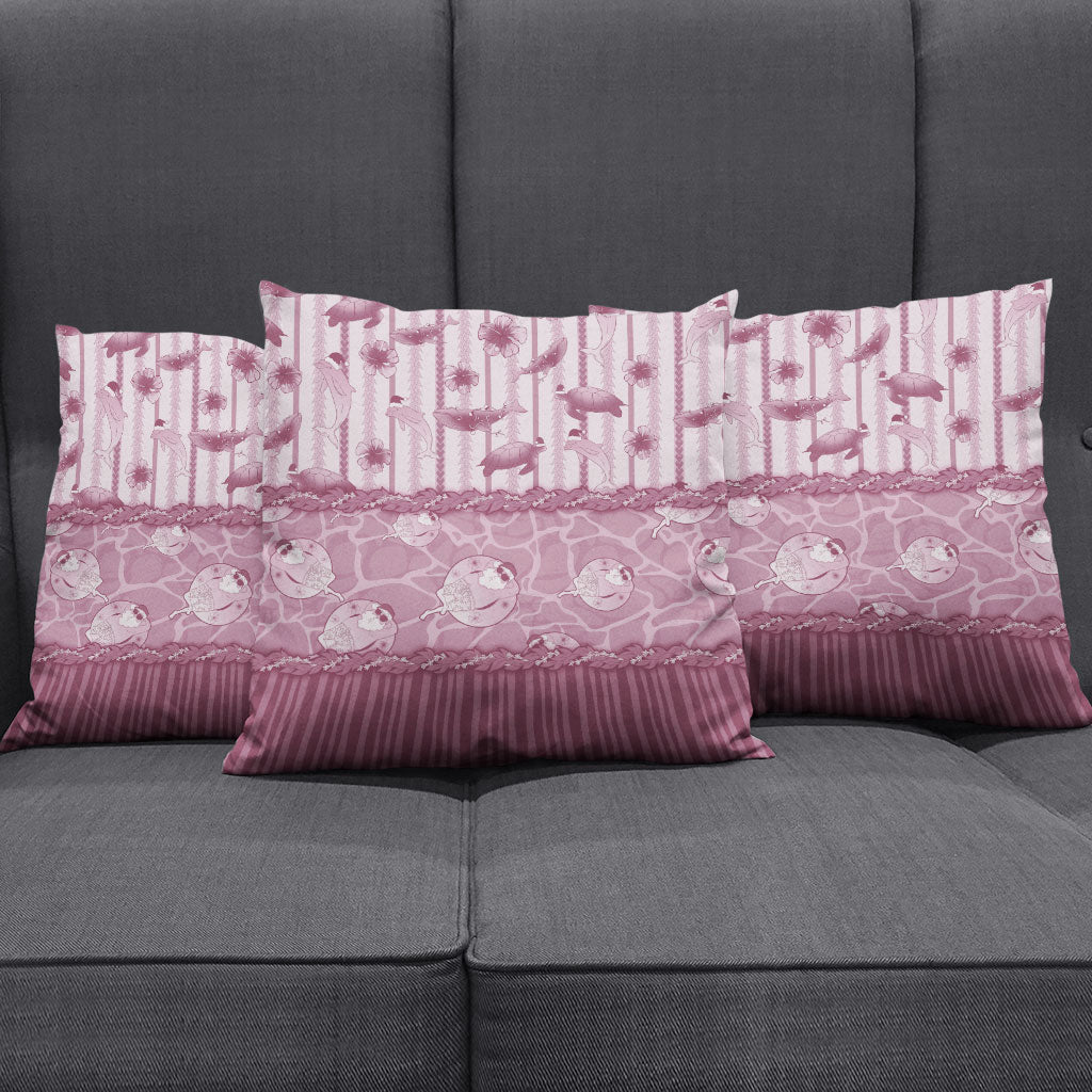 Hawaii Christmas In July Pillow Cover Dusty Pink Mele Kalikimaka Sea Animals