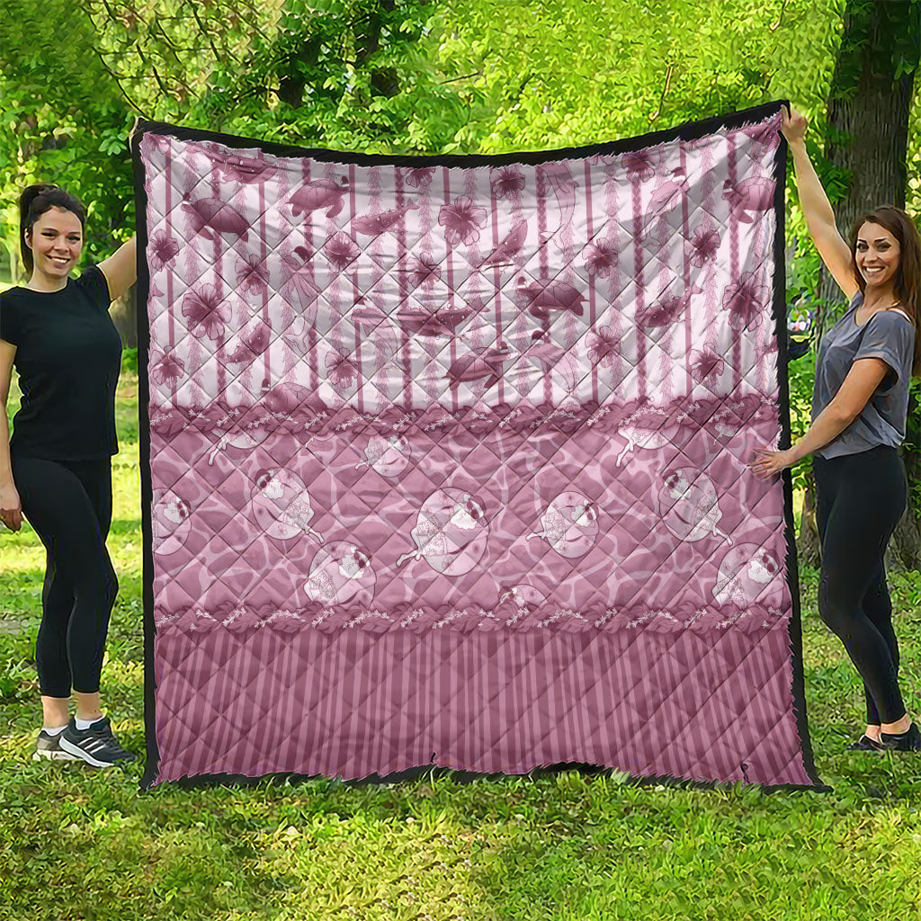 Hawaii Christmas In July Quilt Dusty Pink Mele Kalikimaka Sea Animals