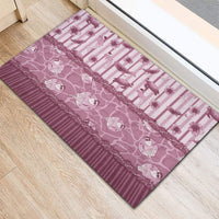 Hawaii Christmas In July Rubber Doormat Dusty Pink Mele Kalikimaka Sea Animals