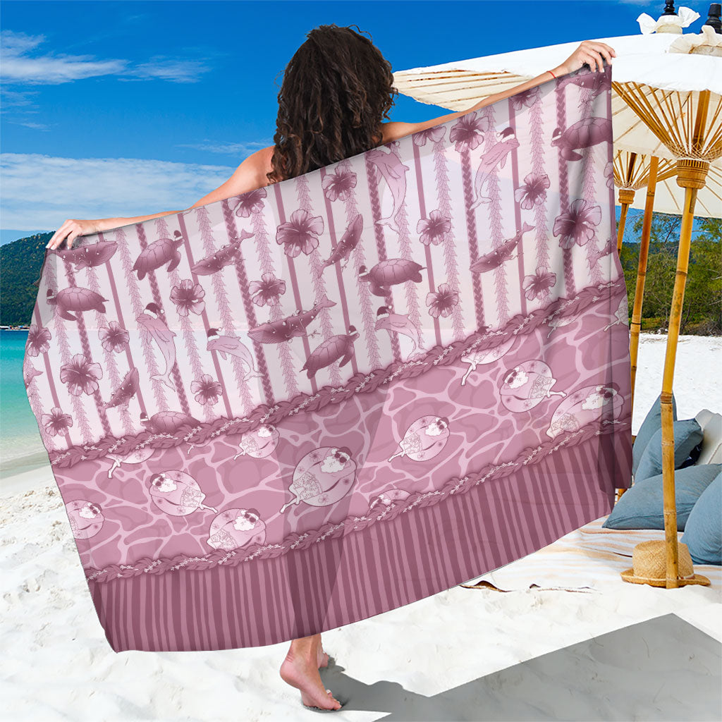 Hawaii Christmas In July Sarong Dusty Pink Mele Kalikimaka Sea Animals